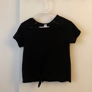 Old Navy Tie Front Short Sleeve Black XS